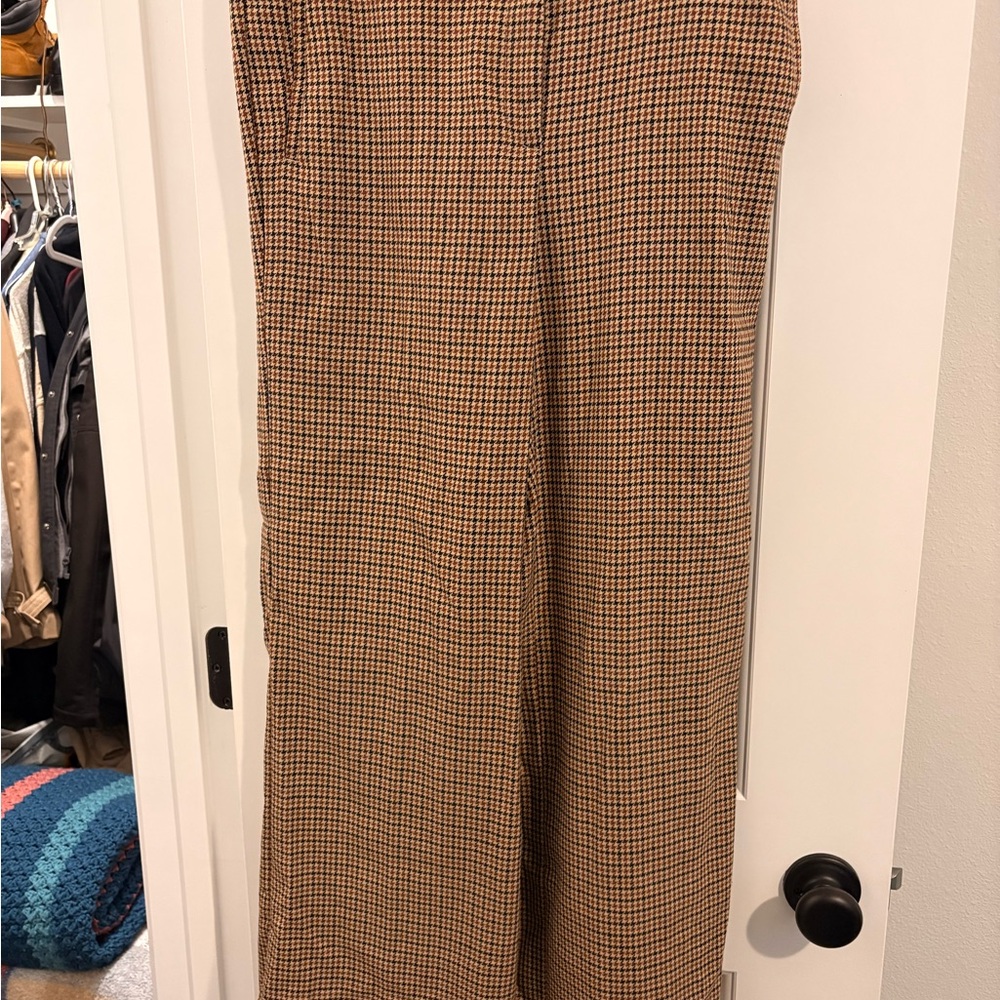 Talbots Brown Houndstooth Wide-Leg Trousers